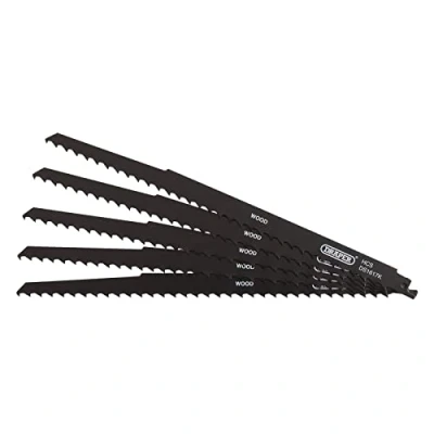 Image of Draper Reciprocating Saw Blades for Pruning &amp; Coarse Wood Plastic Cutting, 300mm, 3tpi (Pack of 5)