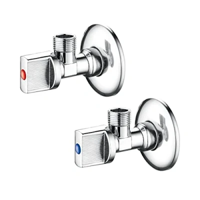 Image of Ibergrif Angled Water Isolating Valves Wall Mounted Basin Sink 1/2&quot; x 3/8&quot; BSP, Warmer System, 2pcs/Set, Chrome Brass