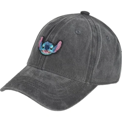 Image of Concept One Unisex&#039;s Disney Stitch Dad Hat, Adjustable Cotton Baseball Cap with Curved Brim, Black, Size