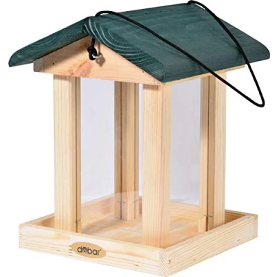 Image of dobar FSC Wooden Feeder Bird Feeding Station For Wild Birds, Green