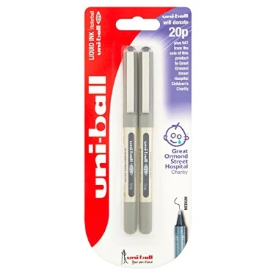 Image of Uni ball Eye Fine UB 157 Black Rollerball Pen, Pack of 2