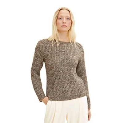 Image of TOM TAILOR Ladie&#039;s 1034058 Basic Jumper, 30668 Tarmac Khaki Melange, L