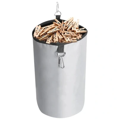 Image of AiQInu Clothes Peg Bag with Sealing Cord, Storage for up to 200 Pegs, Indoor and Outdoor (Grey)