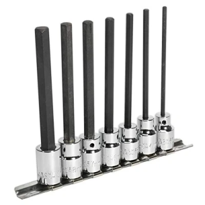 Image of Sealey Premier Hex Socket Bit Set 7pc 3/8&quot;Sq Drive 110mm Metric