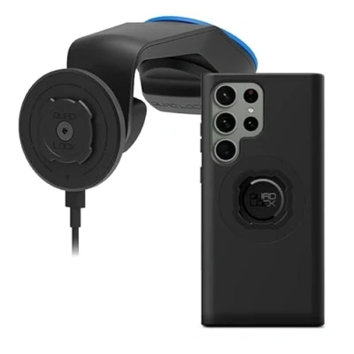 Image of Quad Lock Windscreen/Dashboard Car Phone Holder with MAG Wireless Charging Head V2 and Case for Galaxy S23 Ultra