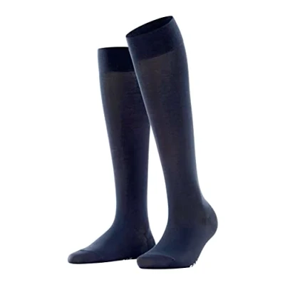 Image of 1 Pair Dark Navy Cotton Touch Knee High Socks Ladies 5.5 8 Falke