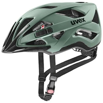 Image of uvex Active cc Secure All Round Bike Helmet for Men &amp; Women Individual Fit Upgradeable with an LED Light Moss Green Black 52 57 cm