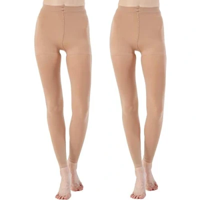 Image of MANZI Women Footless Tights for Dance Ballet Black Tan 70 Denier(Tan,S)