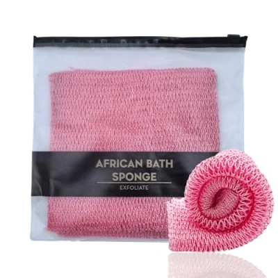 Image of XIANZANDER African Net Sponge,African Exfoliating Net,African Sponge,Deep Cleaning Scrubber Back Scrubber,African Bathing Sponge for Men and Women(Pink)