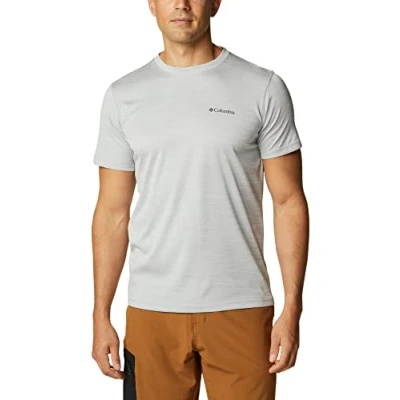 Image of Columbia RULES Short Sleeve Sports Tshirt, Men&#039;s, Size: XS, Mottled light grey
