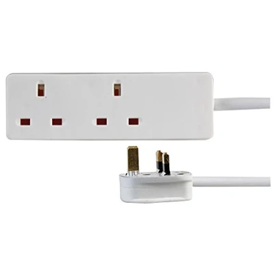 Image of PRO ELEC PELB1912 2 Gang Extension Lead 1m, White