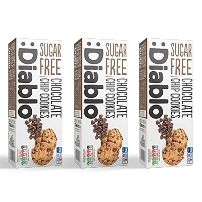 Image of Diablo Chocolate Chip Cookies Sugar Free Sweetened with Maltitol 130g (Pack OF 3)