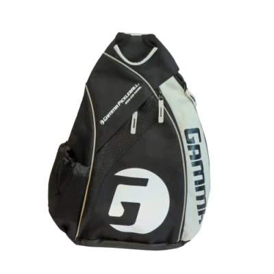 Image of Gamma Sports Pickleball Sling Bag Adjustable Lightweight Crossbody Backpack for Men and Women Black/White/Grey