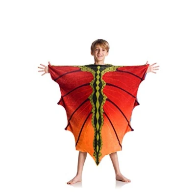 Image of Kanguru Dragon Wearable Kids, Super Soft, Cozy, fluffy, Warm, Fleece Blanket Microfiber, Polyester, color Red, Orange, Blue, Green, for Children 5 12 years Size 90 x 100 cm