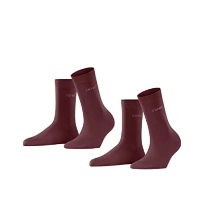Image of ESPRIT Women&#039;s Uni 2 Pack W SO Cotton Plain Pairs Socks, Red (Shadow 8138), 2.5 5