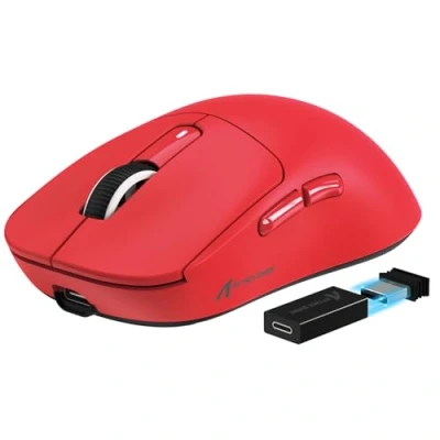Image of VGN GAMEPOWER x ATTACK SHARK X3PRO SUPERLIGHT Wireless Gaming Mouse, 4K/8K Polling Rate, 26000 DPI, 59g Ultralight Mice PixArt PAW3395 Sensor, 2.4G/Wired/Bluetooth G502, 200Hrs Battery, Red