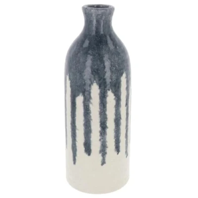 Image of Shudehill Giftware Versuvius Grey and White Striped Effect Vase Bowl, Bottle, Tapered or Tall Designs (Bottle)