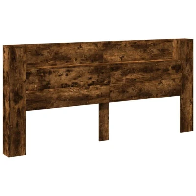 Image of vidaXL Headboard Cabinet with LED Smoked Oak 220x16.5x103.5 cm