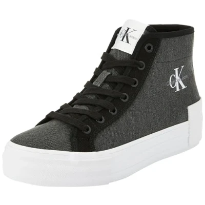 Image of Calvin Klein Jeans Women&#039;s Bold Vulc FLATF MID CS ML BTW YW0YW01392 Vulcanized Sneaker, Black (Black/Stormfront), 6 UK