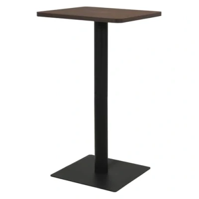 Image of vidaXL Dark Ash Bistro Table Tea Coffee Dining Bar Pub Dinner Desk Melamine Particle Board and Steel Indoor/Outdoor 2 Seater