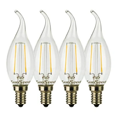 Image of SUNSEED 4 X E14 2W (Equivalent to 25W) Sapphire Filament LED Flame Light Bulb C35TA Warm White 2700K