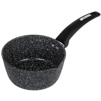 Image of 16cm Forged Non Stick Milk Pan Speckled Marble Effect, with Pouring Spout, PFAO/PFAS Free, Induction Compatible, Dishwasher Safe