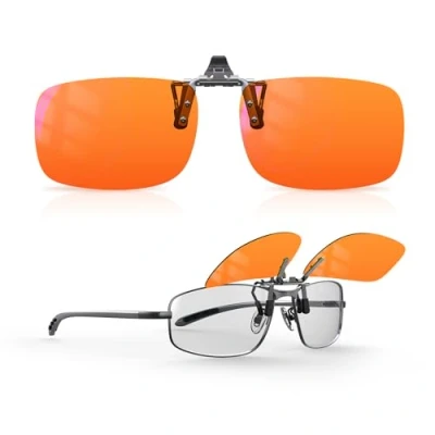 Image of Goiteia 100% Blue Light Blocking Clip On Glasses,Computer and Gaming Eyeglasses for Better Night Sleep,Anti Eye Strain,Suitable Screens,Games,TVs,Mobile Phones(57 * 36mm)