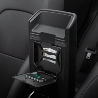 Image of Spigen Tesla Model 3 2024 Current Highland Center Console Hidden Storage Box, Tap Technology, Designed for Accessories Carbon