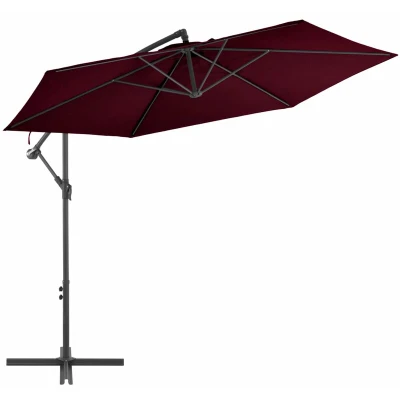 Image of vidaXL Cantilever Garden Parasol with Aluminium Pole Bordeaux Red 300 cm