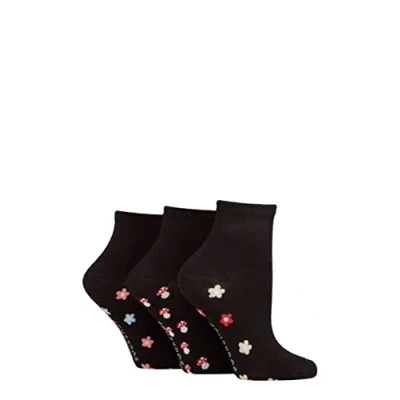 Image of SockShop Ladies Patterned Bamboo Ankle Socks Pack of 3 Sole Retro Floral 4 8