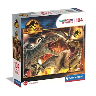 Image of Clementoni 80512 Supercolor Jurassic World Dominion 104 Piece Children Jigsaw Puzzle Age 6, Made in Italy, Multicolour [Amazon Exclusive]
