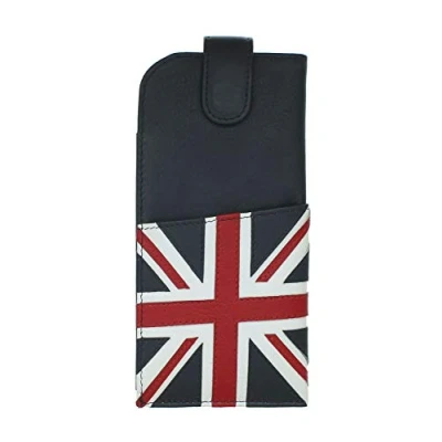 Image of Mala Leather Union Jack Collection Glasses Case 5145_29 Navy