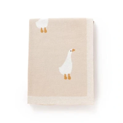 Image of DovFanny Baby Blanket 100% Cotton Knitted Soft for Newbron with Lovely Zebra, 100 x 80cm (Camel)