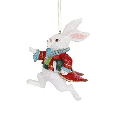 Image of CRAFTY CAPERS I&#039;m Late White Rabbit Hanging Ornament Christmas Tree Decorations Gisela Graham
