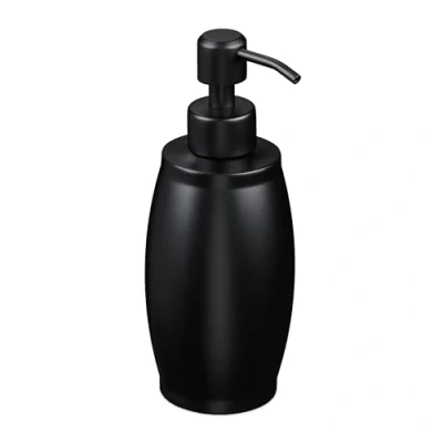 Image of Relaxdays Soap Dispenser, 350 ml, Stainless Steel, Refillable, Detergent &amp; Shower Gel, Bathroom Kitchen, Pump, Black
