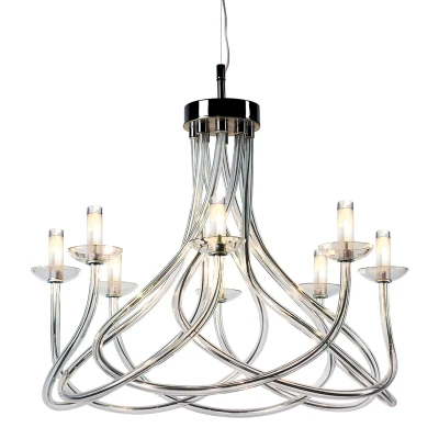 Image of Borosi Glass Chrome 8 Arm Chandelier