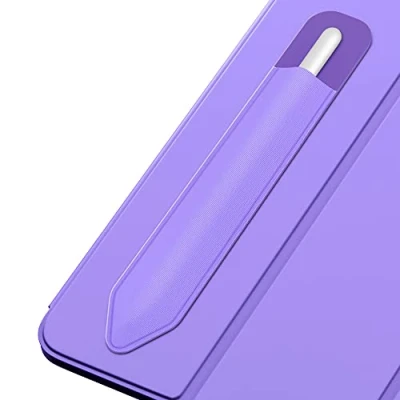 Image of MoKo Pencil Holder Sticker Fit Apple Pro, (USB C), 1st/2nd Generation, Elastic Pocket Pouch Adhesive Sleeve Attached to iPad Case for Stylus Pens, Purple