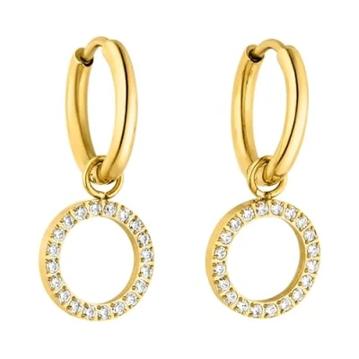 Image of PURELEI Stainless Steel Closed Glow Earring, 1.4 cm, Waterproof, Rose Gold, Silver, White, Hinged Hoop, Sterling Zirconia