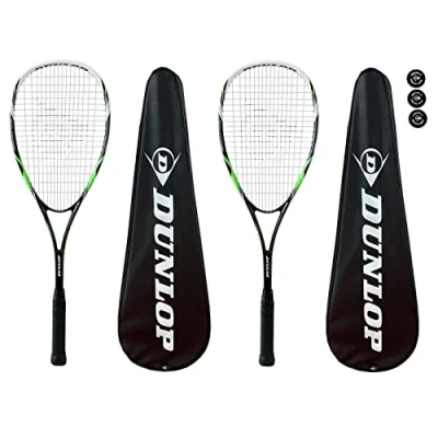 Image of Dunlop NanoMax Tour Squash Racket Twin Set inc Full Protective Cover &amp; 3 Balls