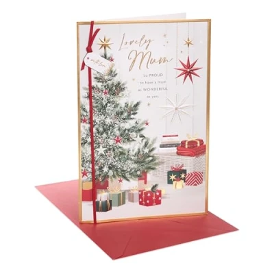 Image of UK Greetings Christmas Card for Mum Tree &amp; Presents Design