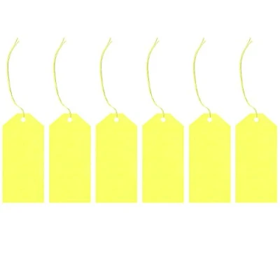 Image of 6 Pack of NEON Yellow Fluorescent Luggage Gift Tags Wrapping