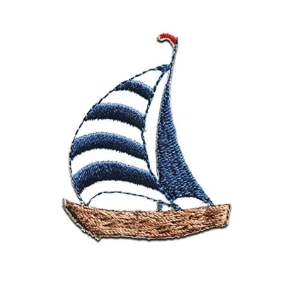 Image of Sailing Ship Boat Iron on Patches Adhesive Emblem Stickers Appliques, Size: 1.93 x 1.61 inches