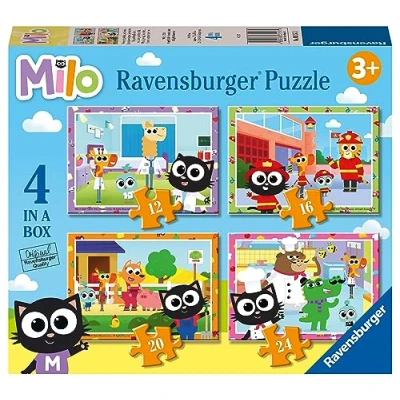 Image of Ravensburger Milo Jigsaw Puzzles for Kids Age 3 Years Up 4 in a Box (12, 16, 20, 24 Pieces)