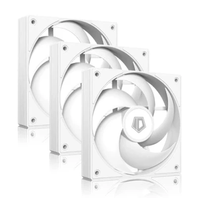 Image of ID Cooling AS 120 W TRIO 120mm White Computer Case Fans 3 Pack High Performance Low Noise 27.2 dB(A), Fan Speeds from 300 RPM 2,000 RPM, 58 CFM, Hydraulic Bearing Quiet Long lifespan