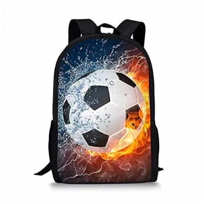 Image of Showudesigns Soccer Rucksack for Boys Backpack School Bags Girls Football Bookbag with Bottle Holder Strong Teens Bagpacks
