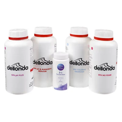 Image of Dellonda Hot Tub Starter Kit Chlorine PH Increaser Dry Acid Foam Down &amp; Test Strips