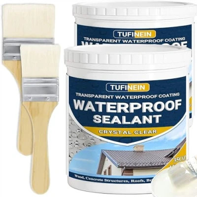 Image of Liquid Waterproof Sealant Clear, 70oz TUFINEIN Indoor &amp; Outdoor Invisible Anti Leaking Agent, Transparent Coating Water Based, Insulation Leak Sealer