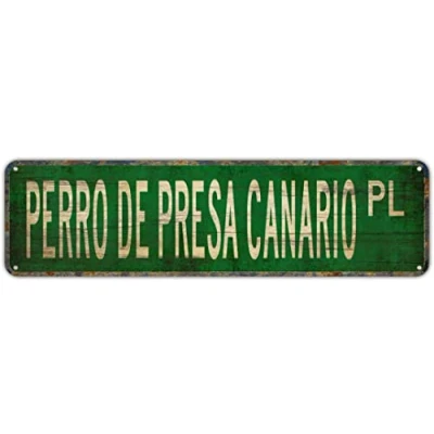Image of Vintage Decor Wall Signs Perro De Presa Canario Sign Tin 16 x 4inch