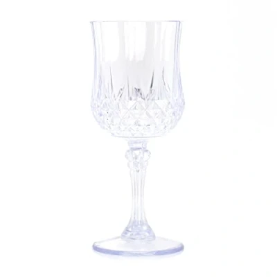 Image of Carousel Home Embossed Plastic Wine Glass Cut Crystal Style Reusable Clear Drinkware Outdoor
