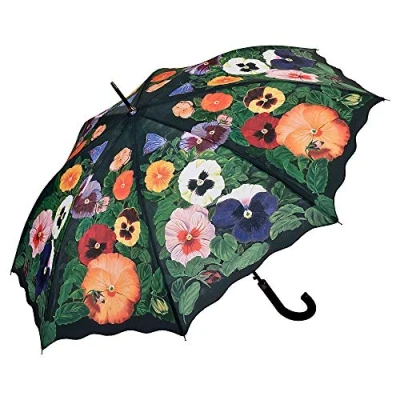 Image of VON LILIENFELD® Umbrella cane Large Sturdy Automatic Opening Floral Pansies, Multicolored, 88/90,